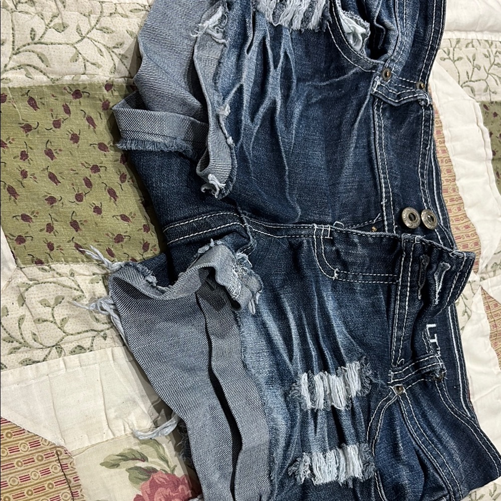 Blue Asphalt Blue Denim Overalls Distressed Casual
